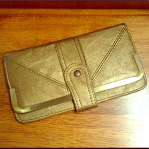 Bronze faux leather long wallet